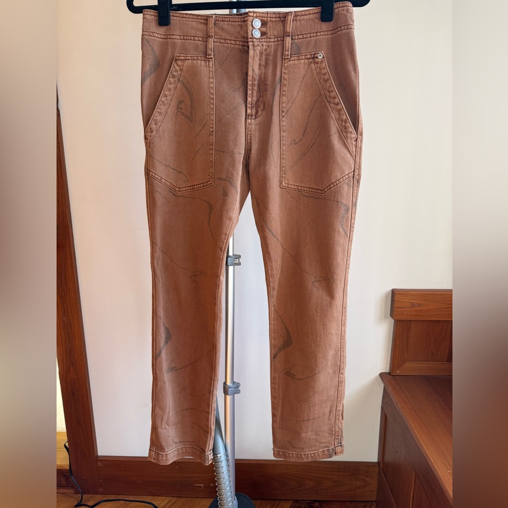 Pilcro and the Letterpress Marbled High-rise Straight Jeans